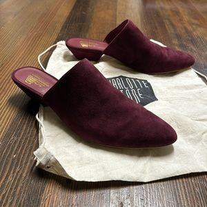 Charlotte Stone Mules - Aimine in Oxblood Suede Size US 11